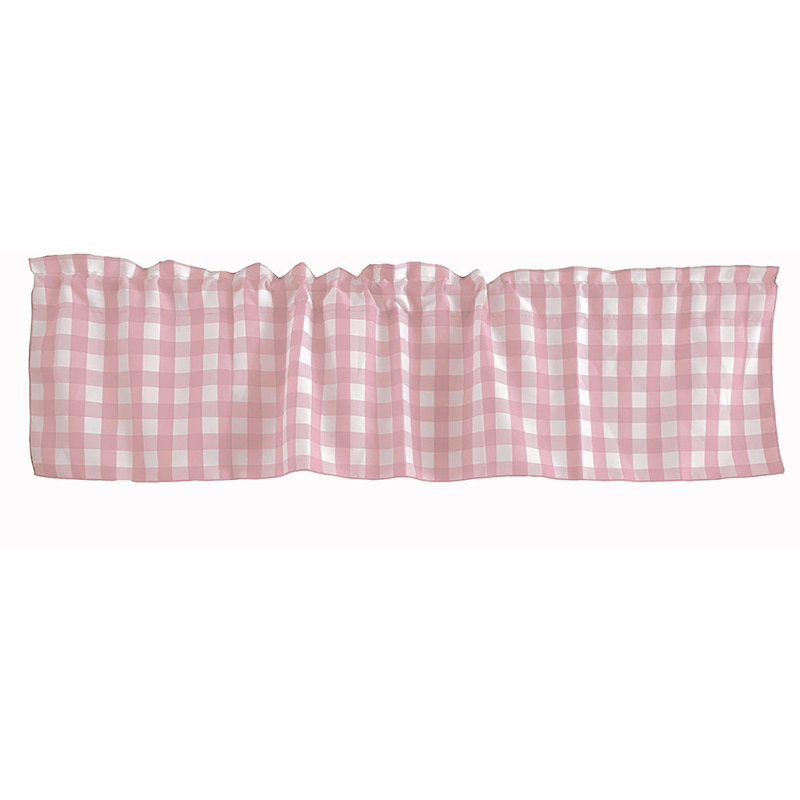 Cantonnière sur mesure l 58 po Haideh Gingham, Rose, L 58 po x L 14 po