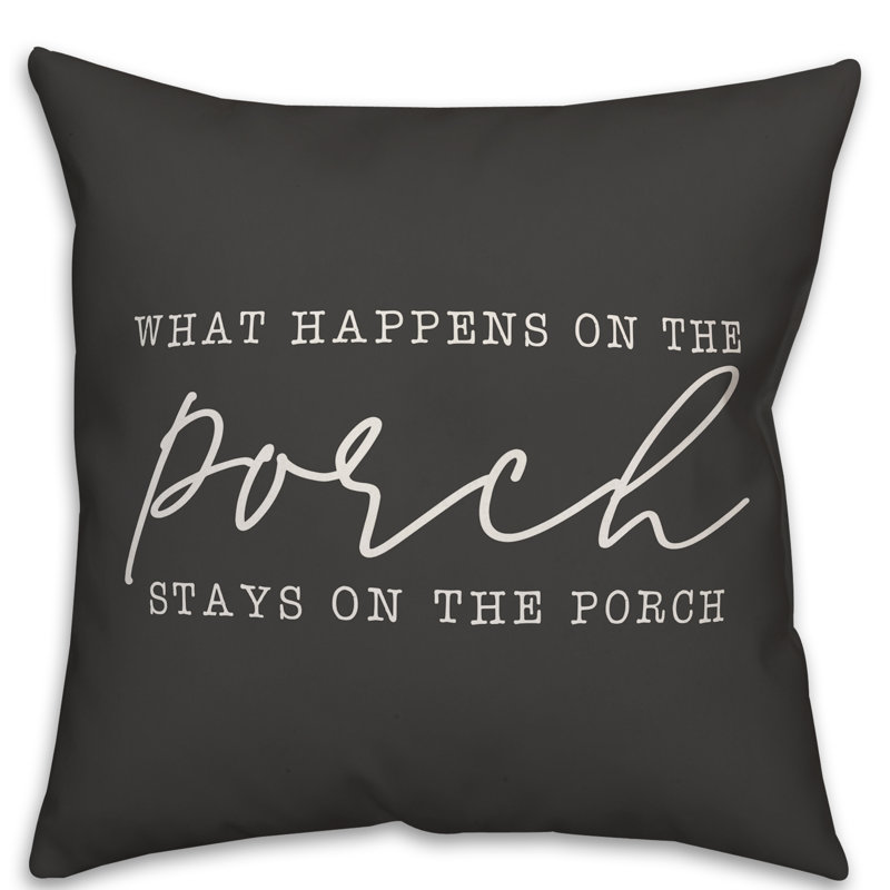Textual Outdoor Throw Pillow, 18" x 18" , Charcoal/White
