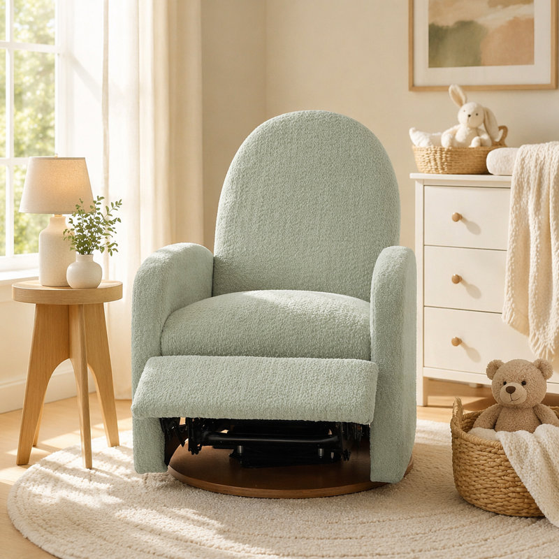 Fauteuil inclinable et pivotant 360 °, Tissu vert pâle, Light Green