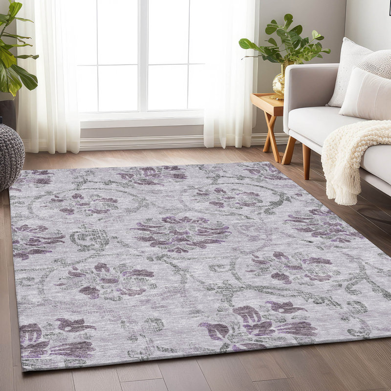 Tapis lavande Prisco lavable à la machine de qualité supérieure, Rectangle 9 pi x 12 pi