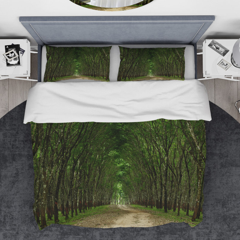 Ensemble de housse de couette designart chemin, Housse de couette très grand + 2 taies décoratives
