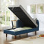 Canapé de rangement 65 po en polyuréthane bleu marine et velours gris clair-399581406