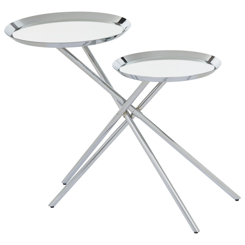 Emile Tray Top Cross Legs End Table, Silver