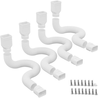 Downspout Extension Black 22"-63", Corrugated Drain Pipe with Adapters, Flexible Gutter Extension for Foundation Protection, White
