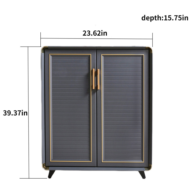 Light Luxury Two-Door Aluminum Alloy Shoe Cabinet 12 Pair Shoe Storage Cabinet
