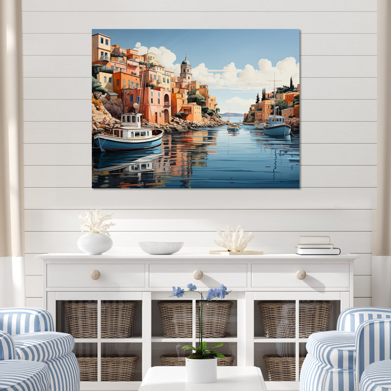 Coastal Minimalisme Harbor Hues II, Cadre naturel flottant, H 24 po x l 32 po x P 1 po