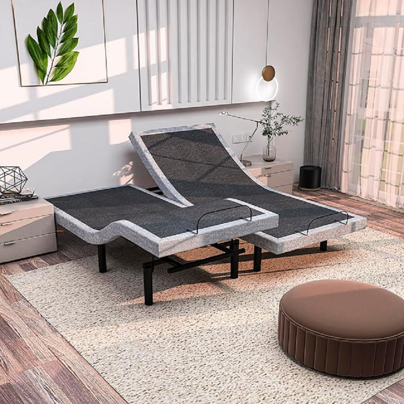 Base de lit inclinable réglable Luçon avec double massage USB Smart Control sous USB, Très grand divisé