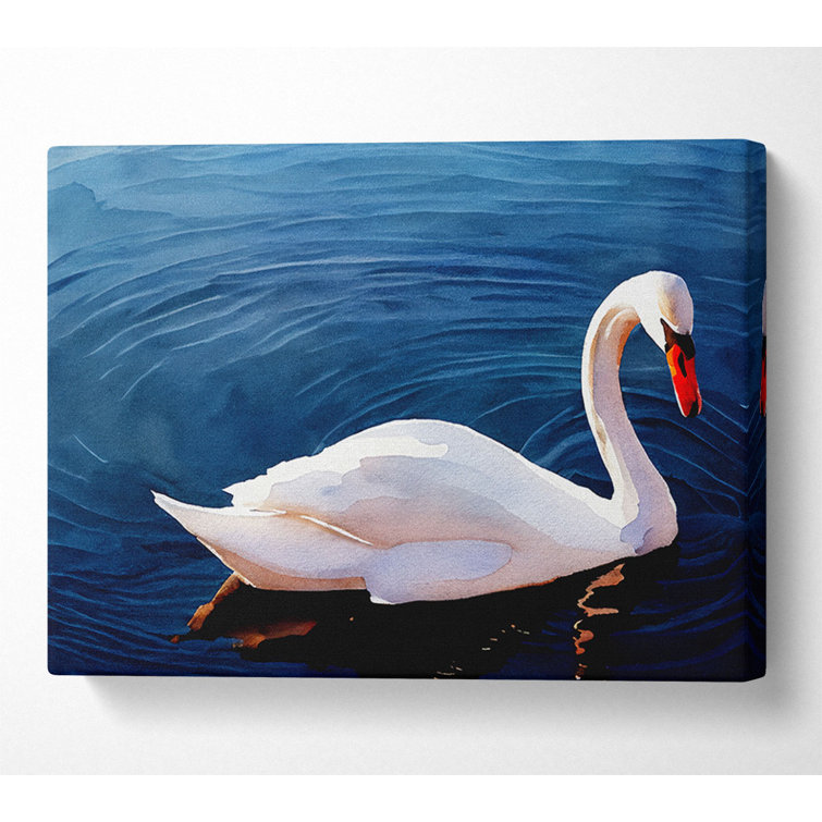 Swan In The River - Wrapped Canvas Print