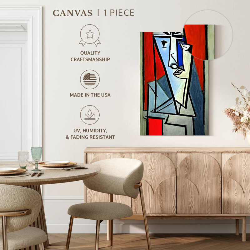 Leisha le penseur - dans le style de Picasso, H 30 po x l 20 po