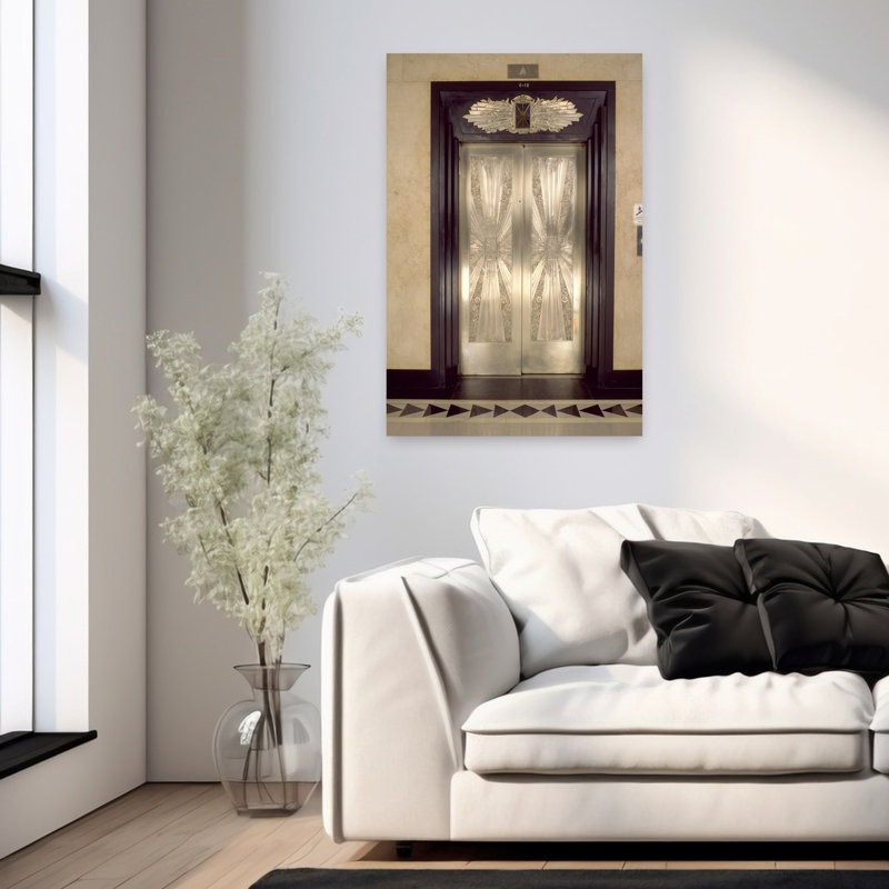 Nickel metalwork art deco elevator doors Two North Riverside Plaza 400 West Madison Street Chicago Illinois USA 1 Piece Wrapped Canvas Wall Art