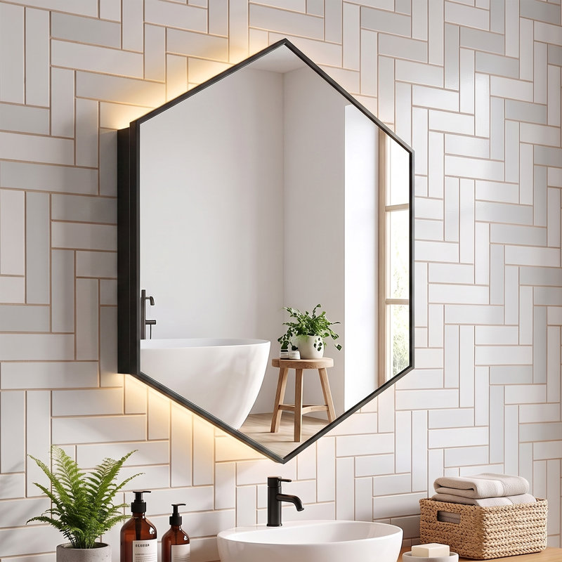 Talan 24"W34"H Medicine Cabinet With Mirror, Matte Black
