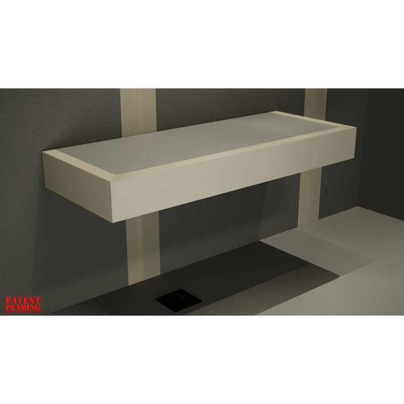 Ensemble de banc de douche flottant avec panneau en filet de béton - Support de banc de douche original (12 x 36 po)