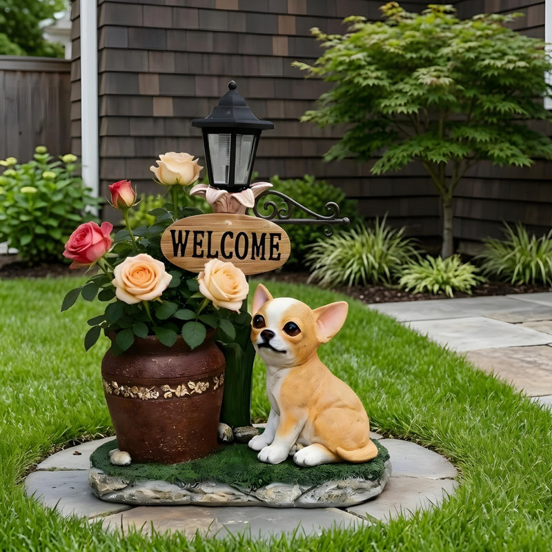 Décoration de jardin pour chien Corgi assis