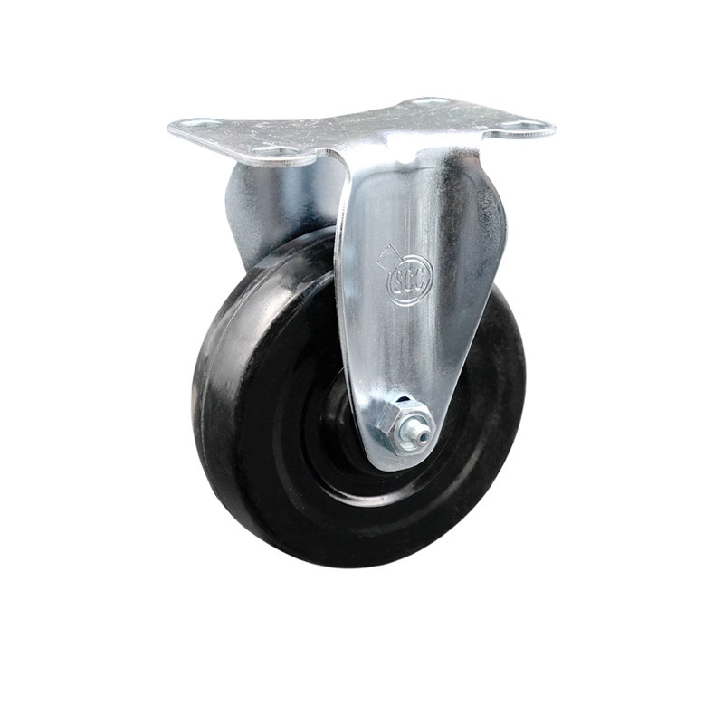 Hard Rubber Caster with Rigid Top Plate