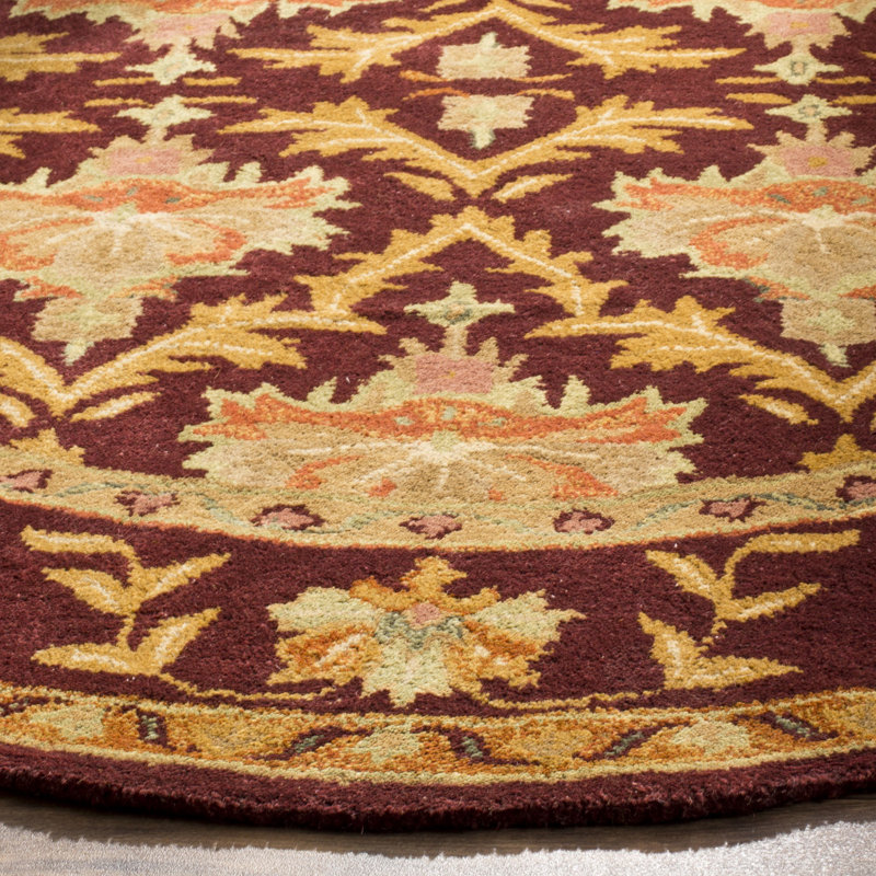 Dunbar Hand-Tufted Wool Wine/Gold Area Rug, Oval 4'6" X 6'6" 