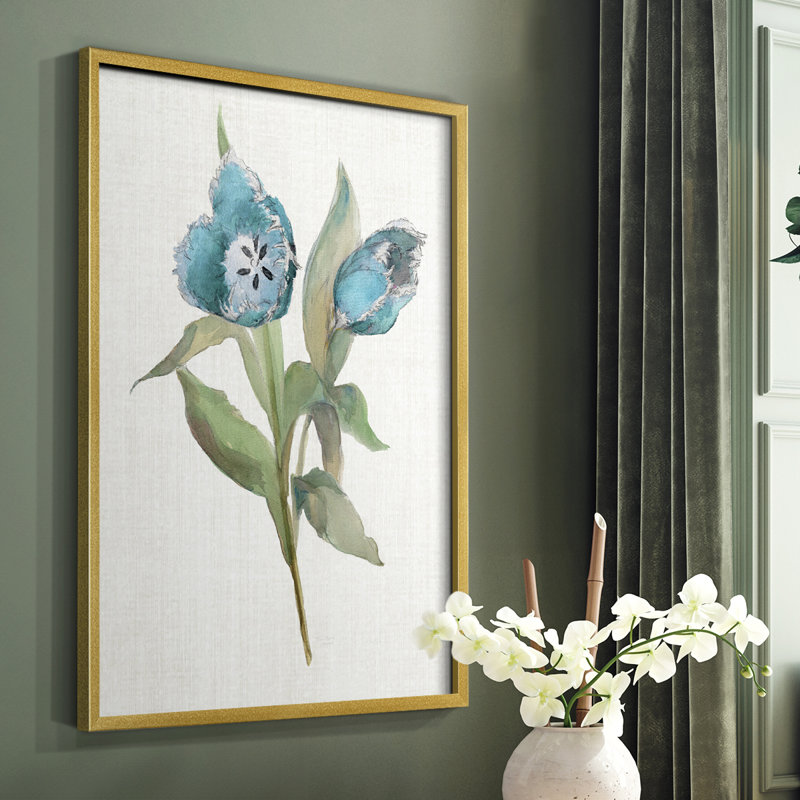 «Blue Tulip Picks I», reproduction encadrée - bois massif, H 10 po x l 8 po