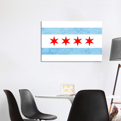 Chicago City Flag (Partial Grunge) - Wrapped Canvas Print