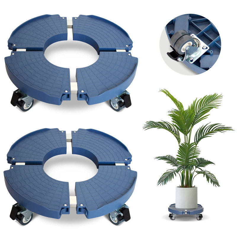 2 Pack Rolling Plant Stand With Wheels, Blue