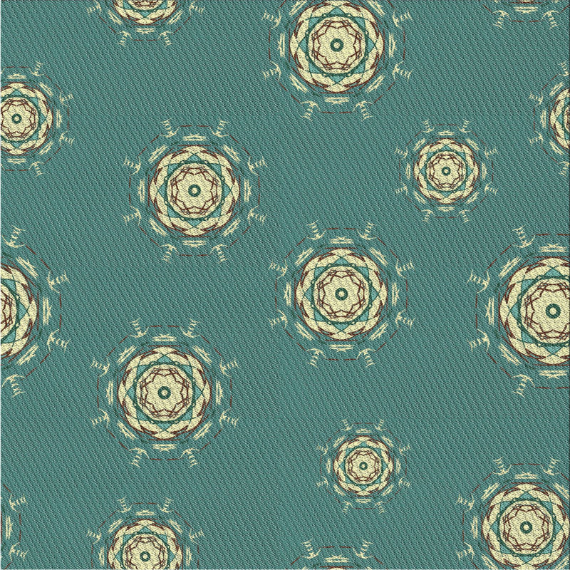 Tapis de surface bleu en acier à motifs, Carré 5 pi