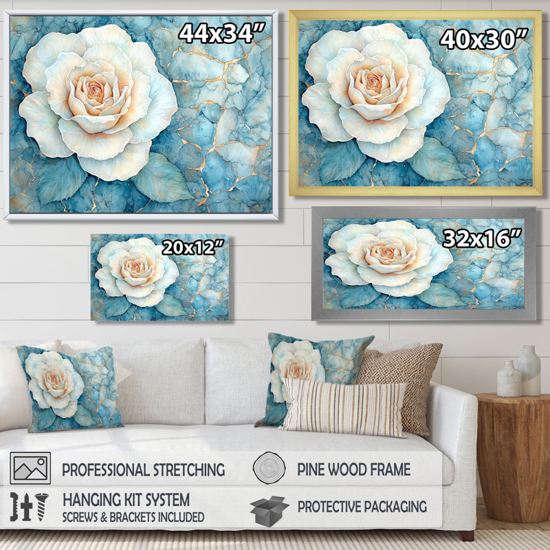 Sapphire River of Rose Blooming I - Rose, art mural salon, Reproduction encadrée d'une seule photo sans pass, Noir