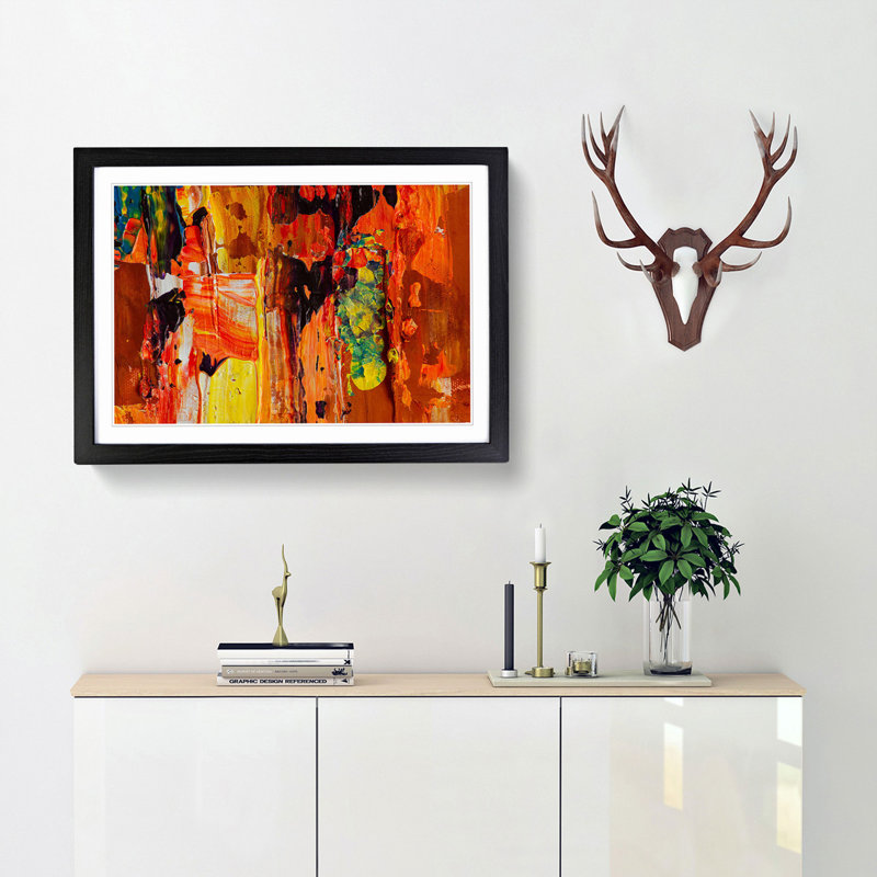Abstract Art Painting Vol.251 by S.Johnson - Picture Frame Painting Print, 36cm H x 48cm W x 2cm D, Black Framed