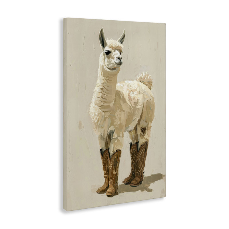 «Lamb & Cowboy bottes», art mural sur toile par Petals Prints Design, H 30 po x l 20 po