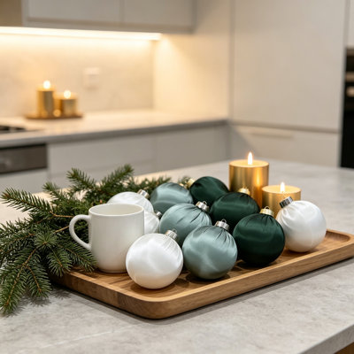 Paquet de 12 luxueuses décorations de Noël en satin - babioles en soie de 2,36 po en trois couleurs - Décoration de Noël élégante incassable pour couronnes, manteaux et centres de table