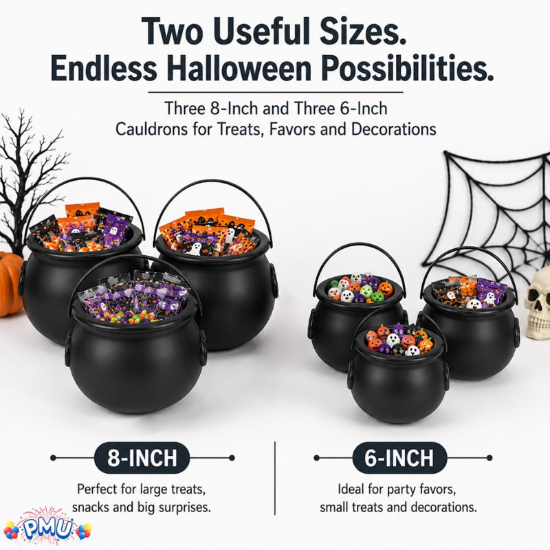 Chaudron Halloween PMU - Articles de fête - Noir - (3) 8 po 55280, (3) 6 po 30106