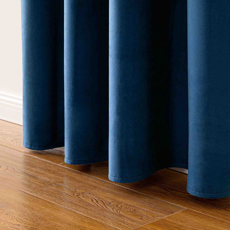 Velvet Blackout Curtain Pair (Set of 2), Peacock Blue