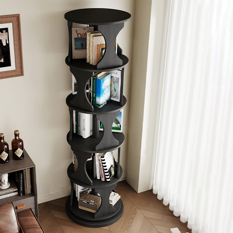 Black Modern Solid wood rotating bookshelf