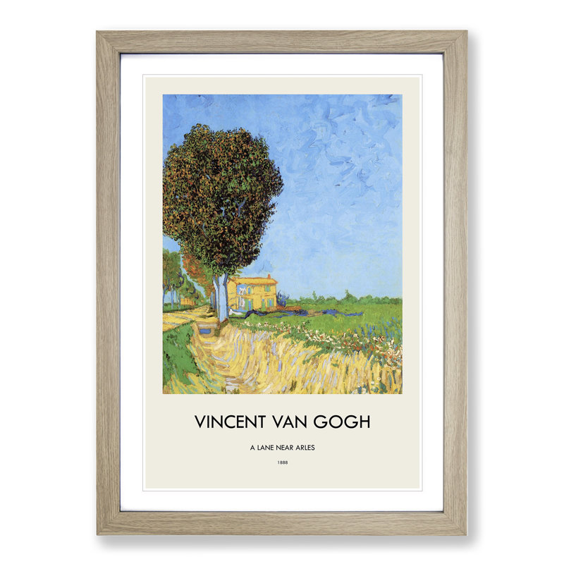 A Lane Near Arles by Vincent Van Gogh - Picture Frame Painting, 65cm H x 48cm W x 2cm D, Oak Framed