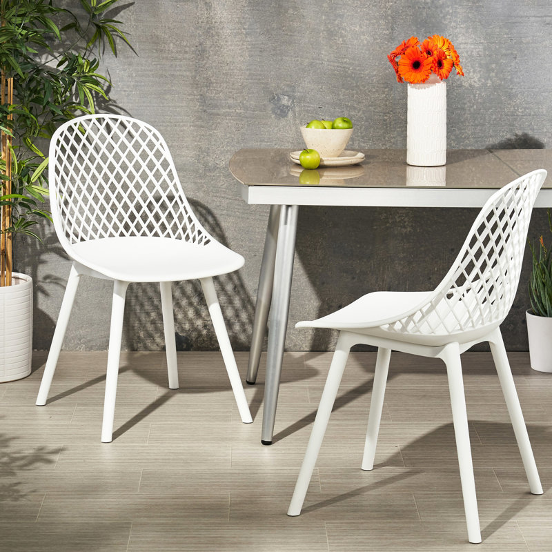 Chaises d'extérieur en polypropylène blanc, Blanc