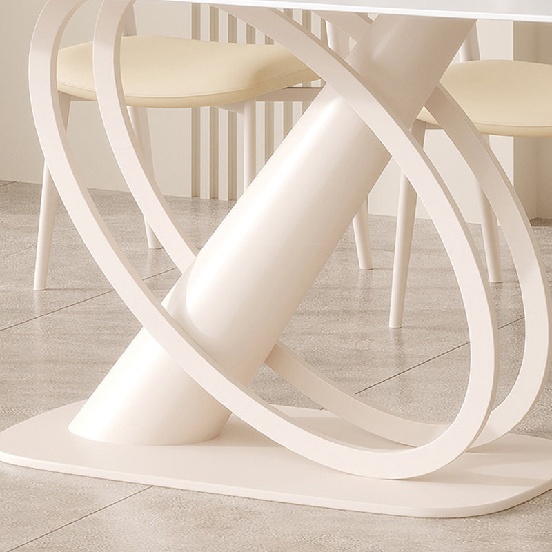 Ensemble de table de salle à manger en acier au carbone fritté blanc, H 29,53 po x L 70,87 po x l 35,43 po