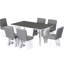 7 Collection de salle à manger en gris foncé + blanc, bois massif, fauteuil relaxant, collection de meubles, chaises pratiques-731605738-731605732-731605736