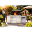 Îlot de cuisine d'extérieur au gaz 85000 avec évier en acier inoxydable, rangement et réfrigérateur compact 85 pouces Silver Design, 304, Silver