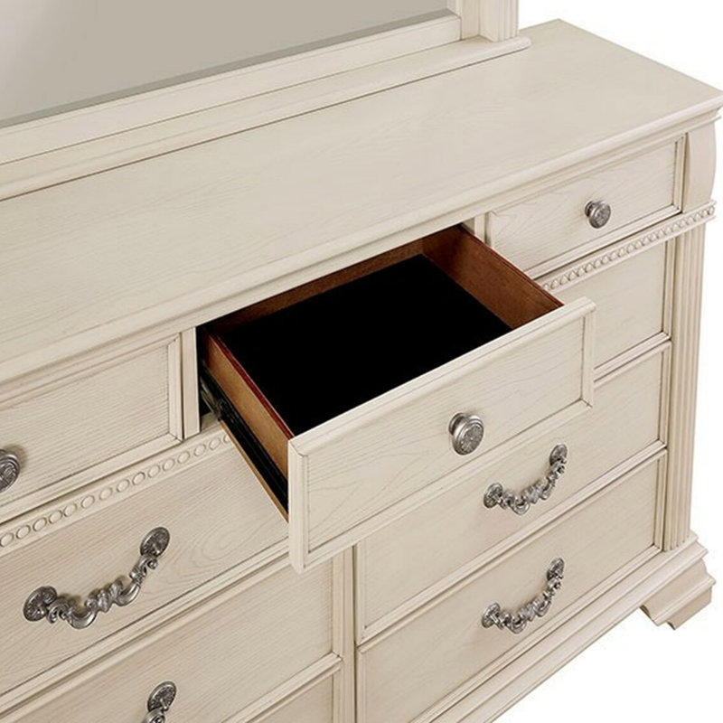 Table de chevet pour chambre à coucher 1pc, Blanc antique
