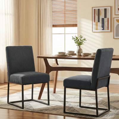 Chaise d'appoint en chenille rembourrée avec cadre en fer (ensemble de 2)