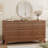 Fluted 9-Drawer Dresser 57''W Wood Wide Chest Of Drawers With Metal Handle, Adjustable Feet-1800341028