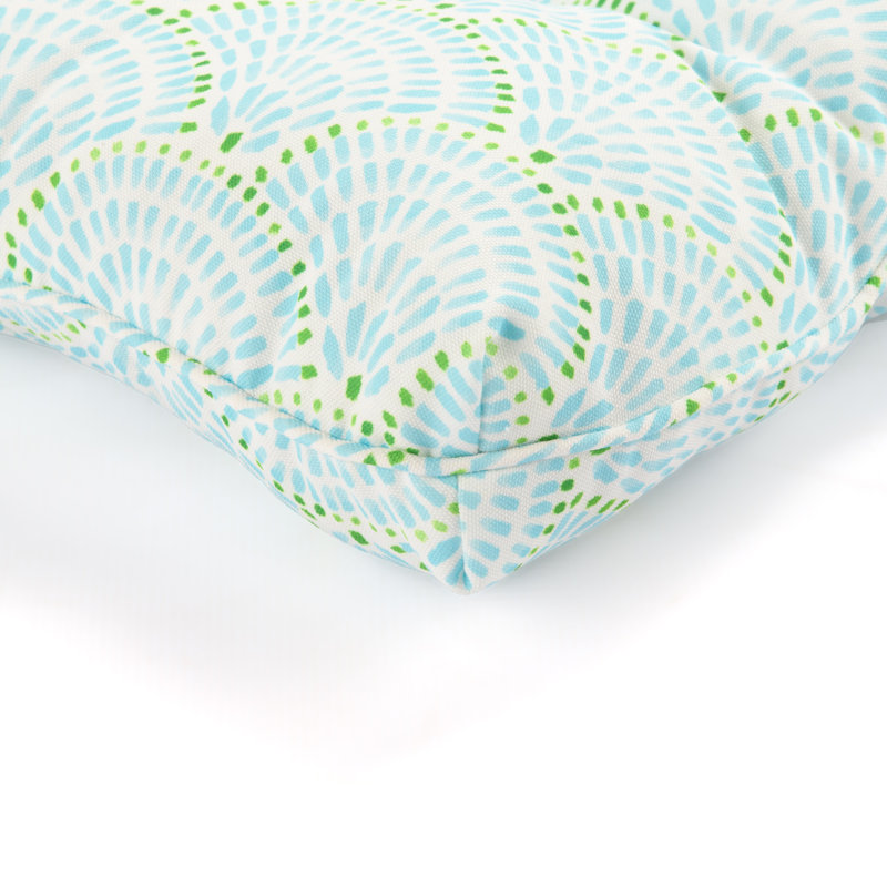 Lillian Palm Beach Retro Collection Outdoor 3'' Loveseat Cushion, Watercolor Shells Turquoise