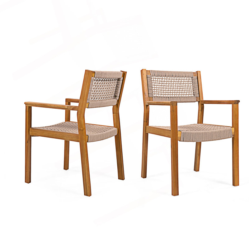 Ensemble de 2 chaises de salle à manger avec assise en corde