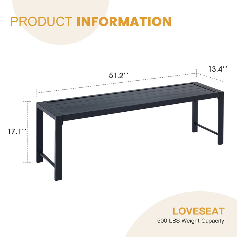 Banc d'extérieur en métal Doneta, Noir