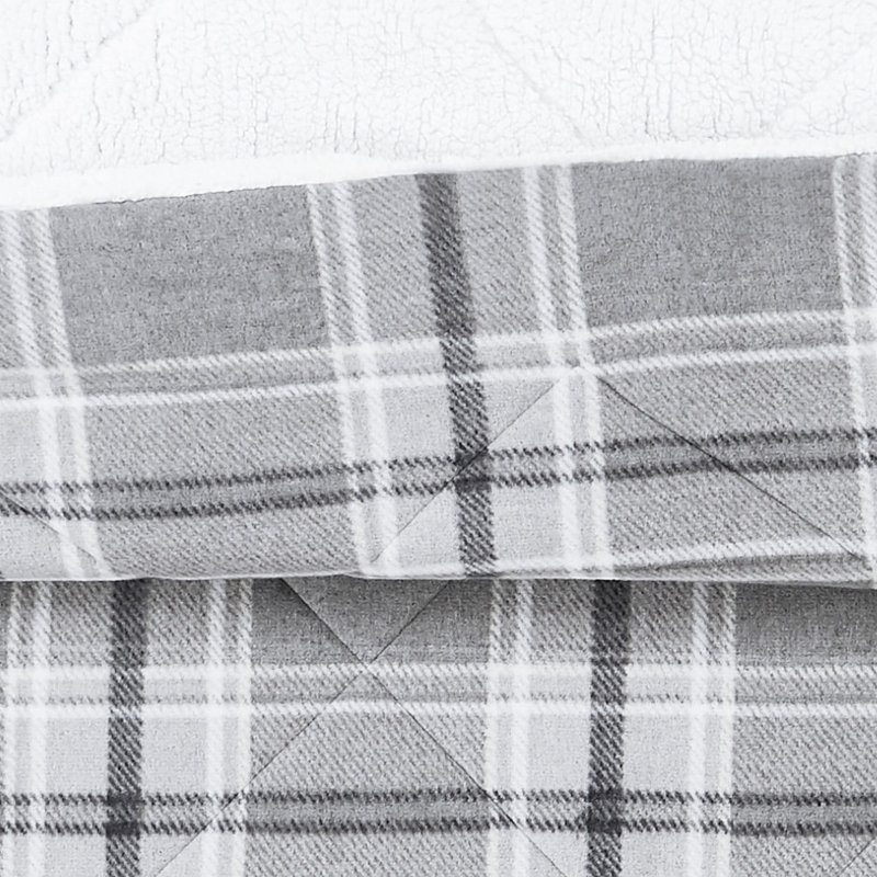 Gray Plaid Full Down Alternative Microfiber Comforter Set
