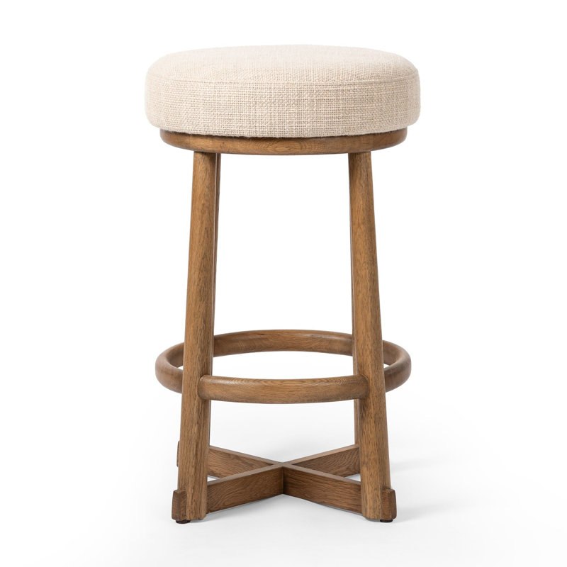 STARIA Swivel Upholstered Bar Stool with Solid Wood Frame