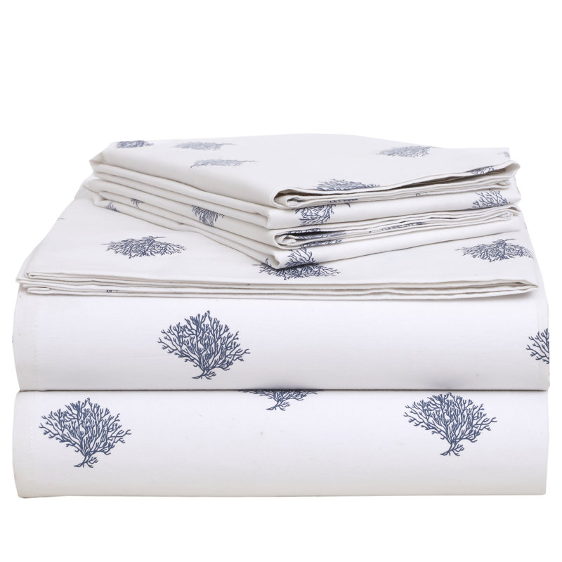 Ensemble de draps 100% coton 144 fils, Grand, Bleu corail