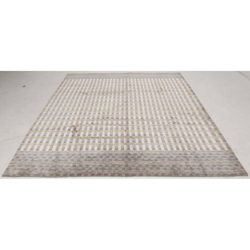 Hand Loomed Striped Area Rug in Yellow