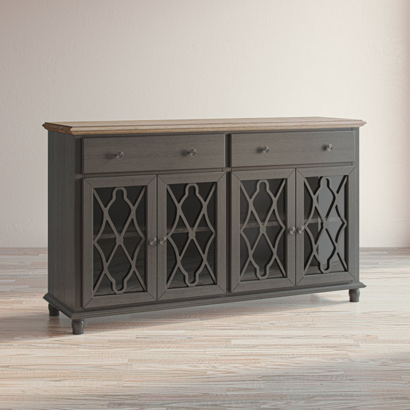 Buffet 2 tiroirs Ayser, Gris