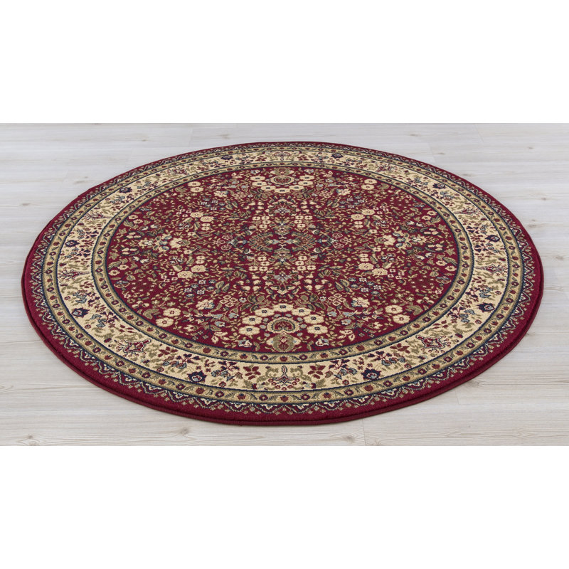 Tapis rouge à tissage plat Edmont, Rond 5 pi 3 po