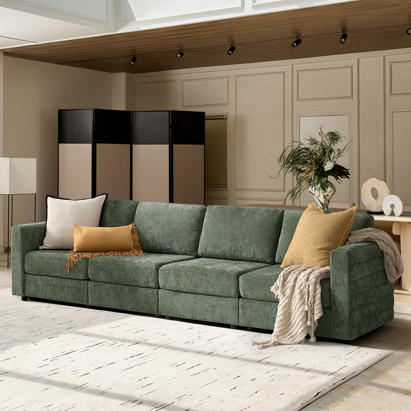 Canapé de rangement modulaire Jagger, 35.5" H x 131" W x 34.25" D, Vert