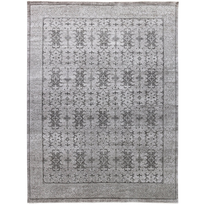 Tapis taupe noué à la main Westhampton, Rectangle 6 pi x 9 pi