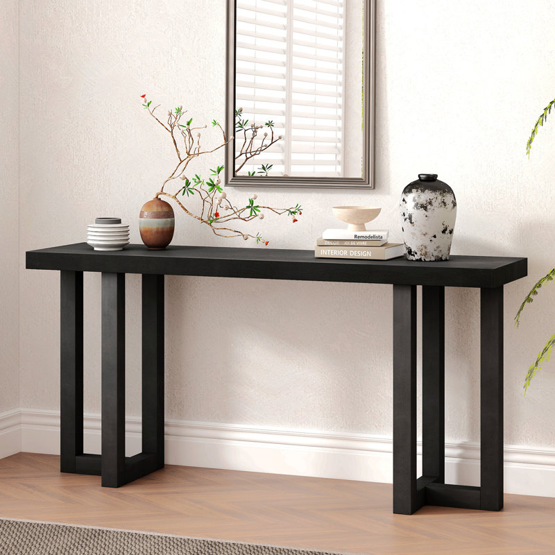 Console de conception géométrique avec pieds en pin massif, convient au vestibule, au couloir, au salon, à la chambre à coucher